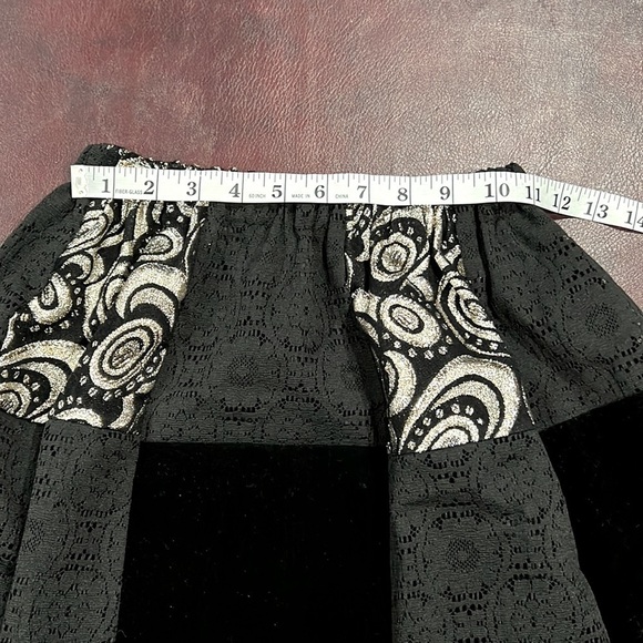 Vintage Tumbleweeds Velvet Lace Black & Gold Patchwork Maxi Skirt - Size Small - Picture 6 of 10
